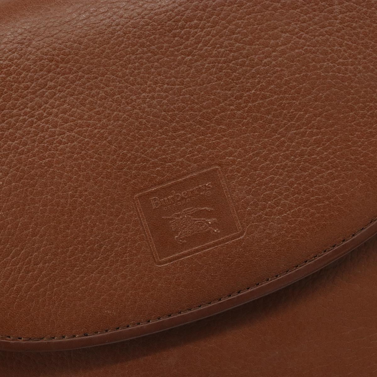 Burberrys Shoulder Bag Leather Brown Gold Auth BA9317