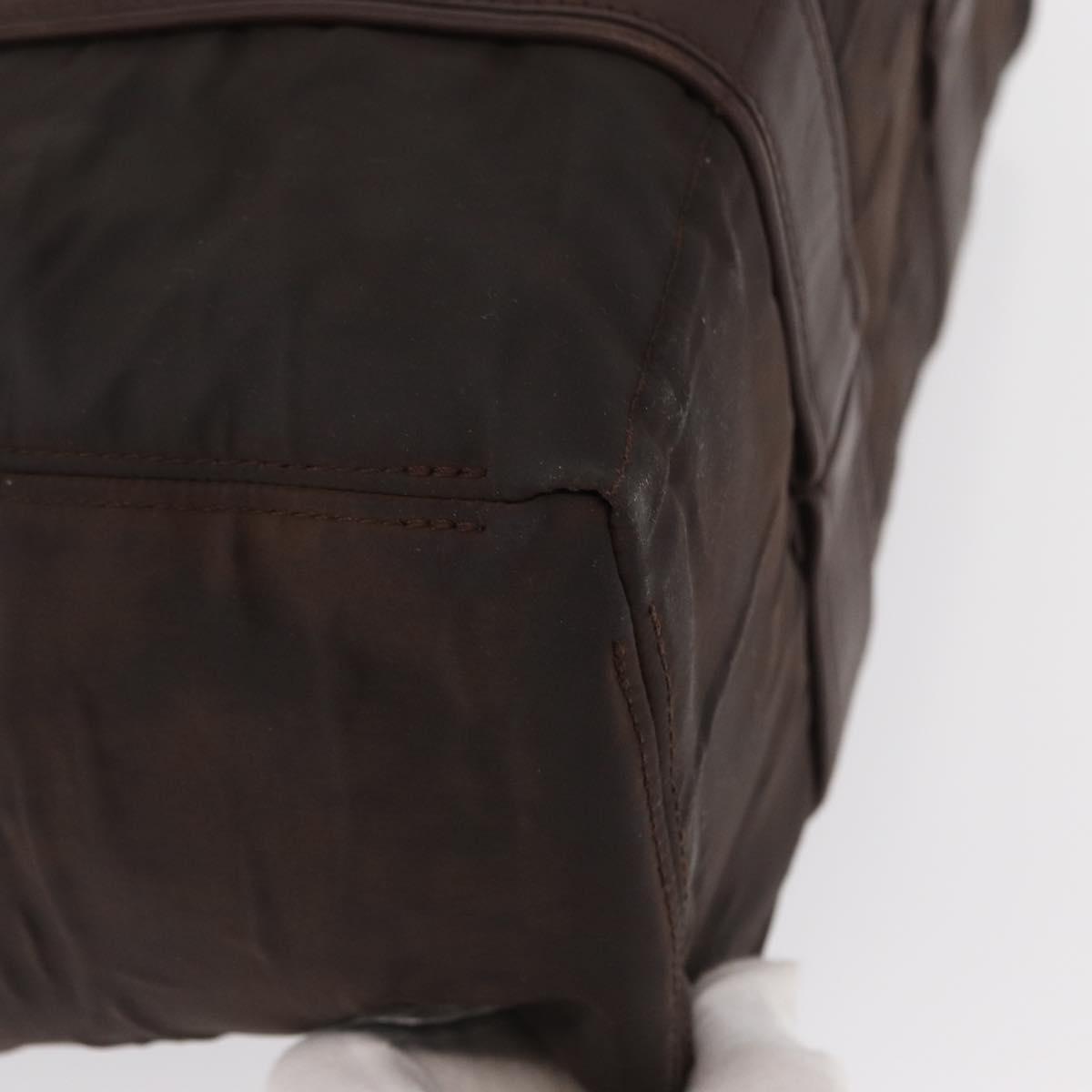 HERMES Acape Luco PM Hand Bag Nylon Dark Brown Auth BA9324