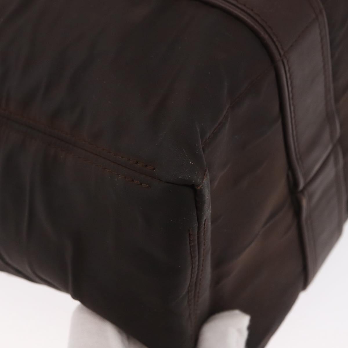 HERMES Acape Luco PM Hand Bag Nylon Dark Brown Auth BA9324