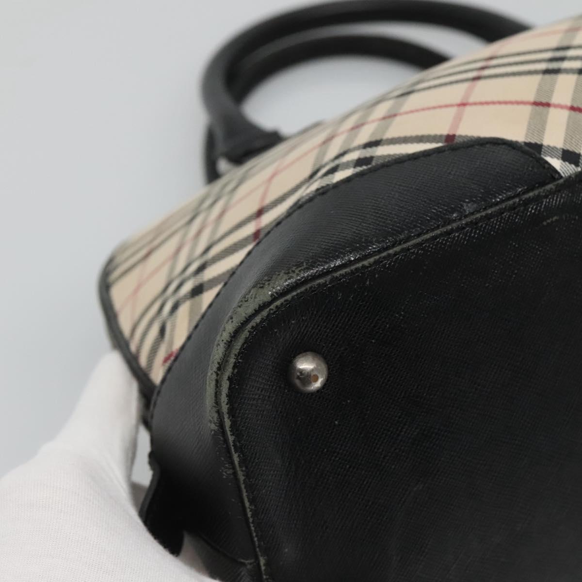 BURBERRY Nova Check Hand Bag Canvas Beige Auth BA933