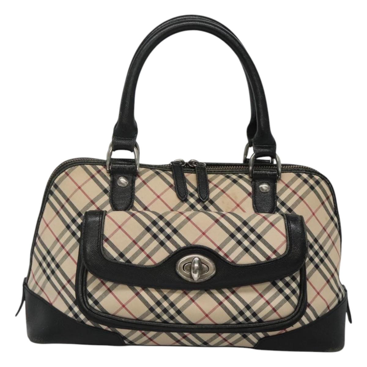 BURBERRY Nova Check Hand Bag Canvas Beige Auth BA933