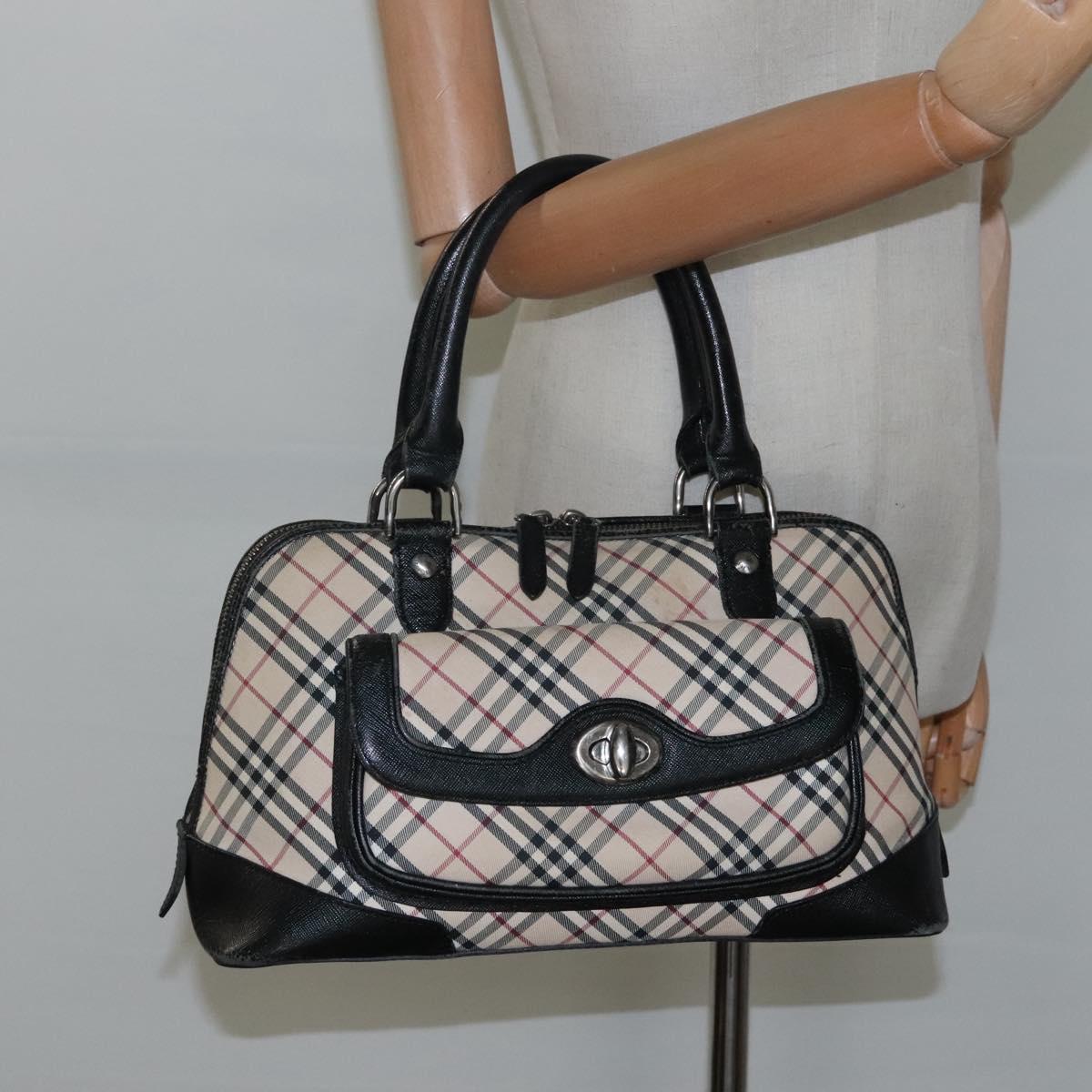BURBERRY Nova Check Hand Bag Canvas Beige Auth BA933