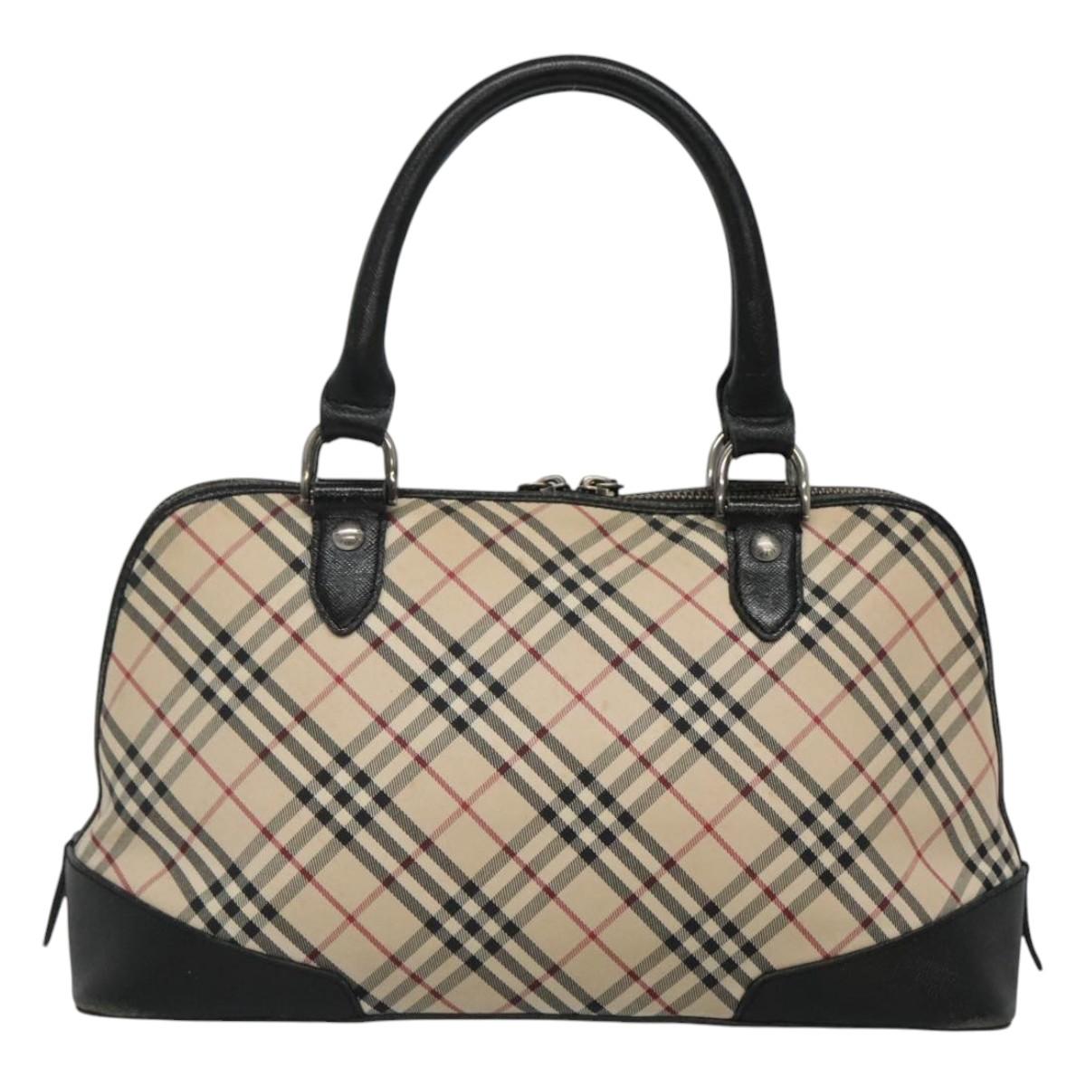BURBERRY Nova Check Hand Bag Canvas Beige Auth BA933