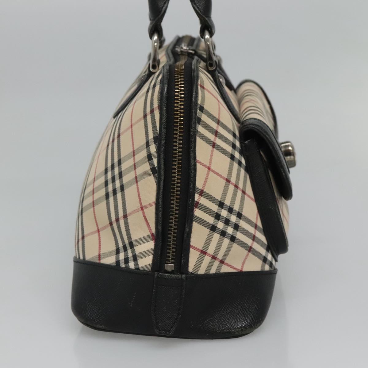 BURBERRY Nova Check Hand Bag Canvas Beige Auth BA933