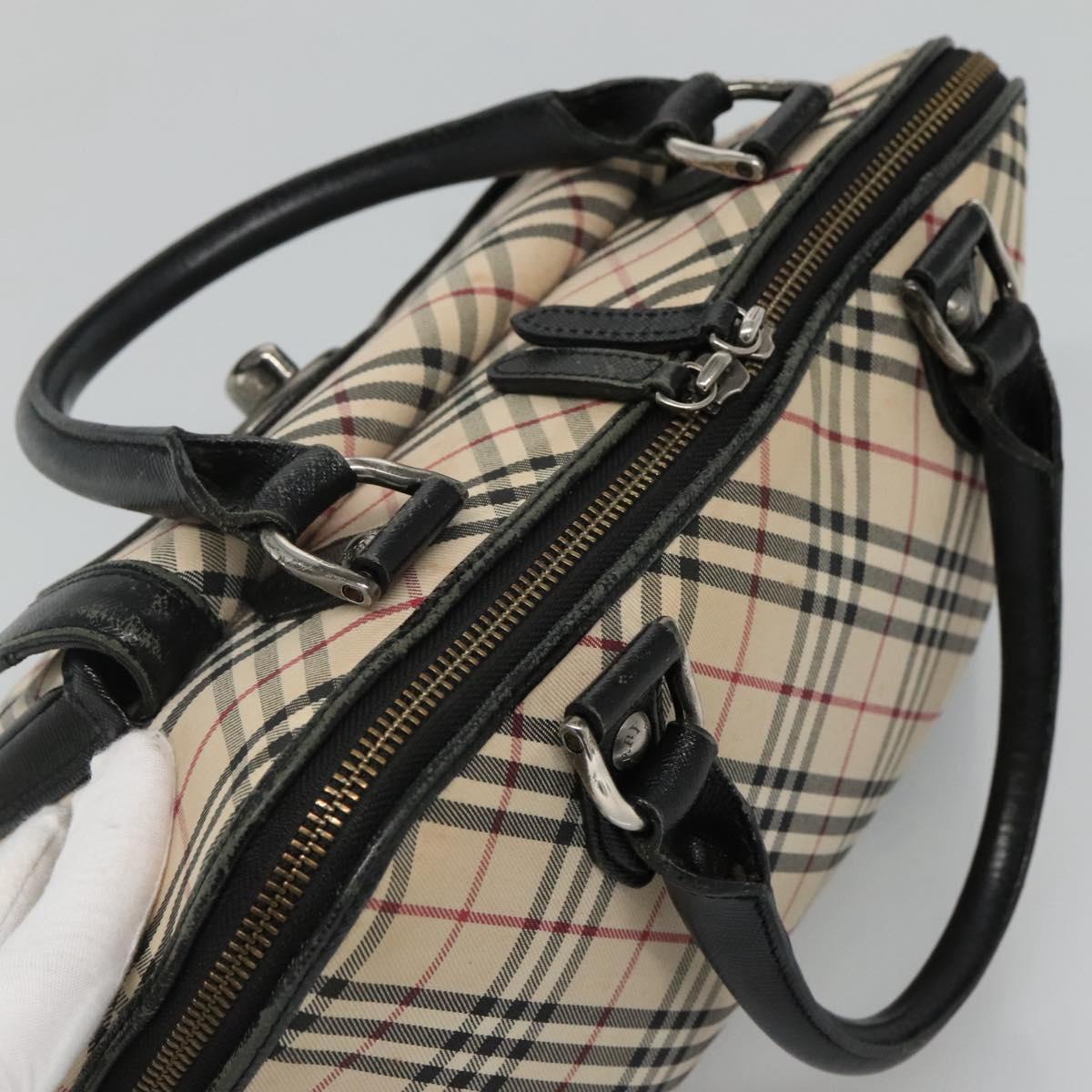BURBERRY Nova Check Hand Bag Canvas Beige Auth BA933