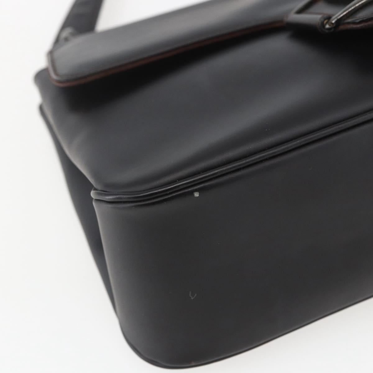 Salvatore Ferragamo Vala Shoulder Bag Leather Black Silver Auth BA9331