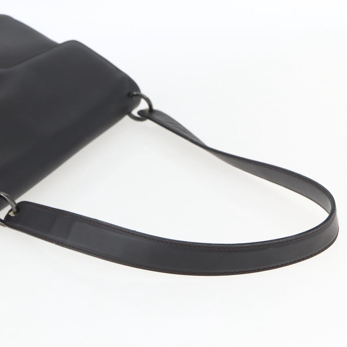 Salvatore Ferragamo Vala Shoulder Bag Leather Black Silver Auth BA9331