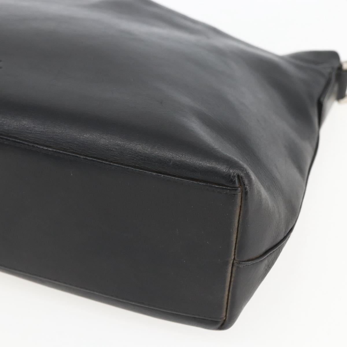 CHANEL Shoulder Bag Leather Black Silver CC Auth BA9339