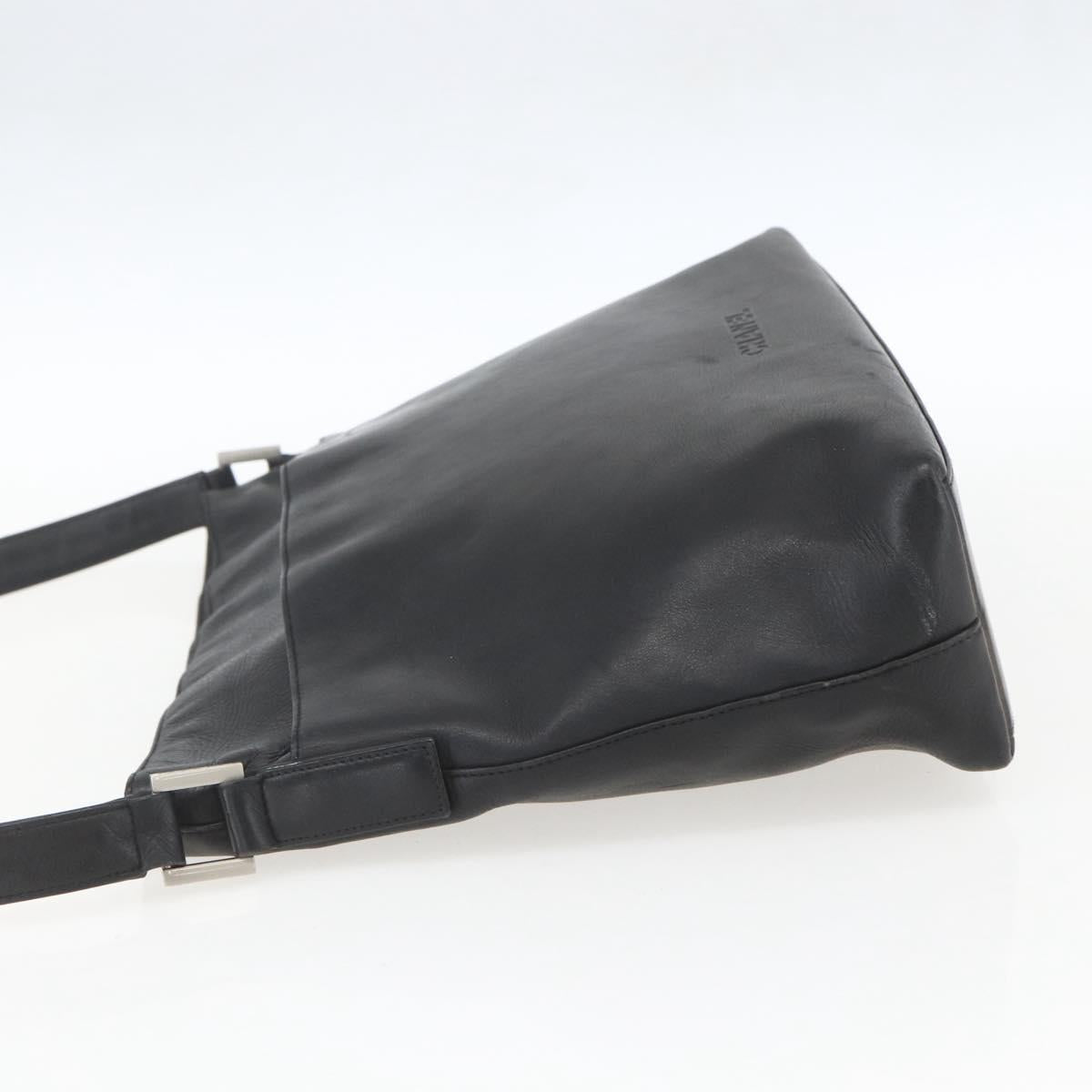 CHANEL Shoulder Bag Leather Black Silver CC Auth BA9339