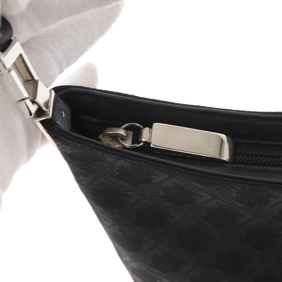 Salvatore Ferragamo Shoulder Bag Canvas Black Silver Auth BA9340