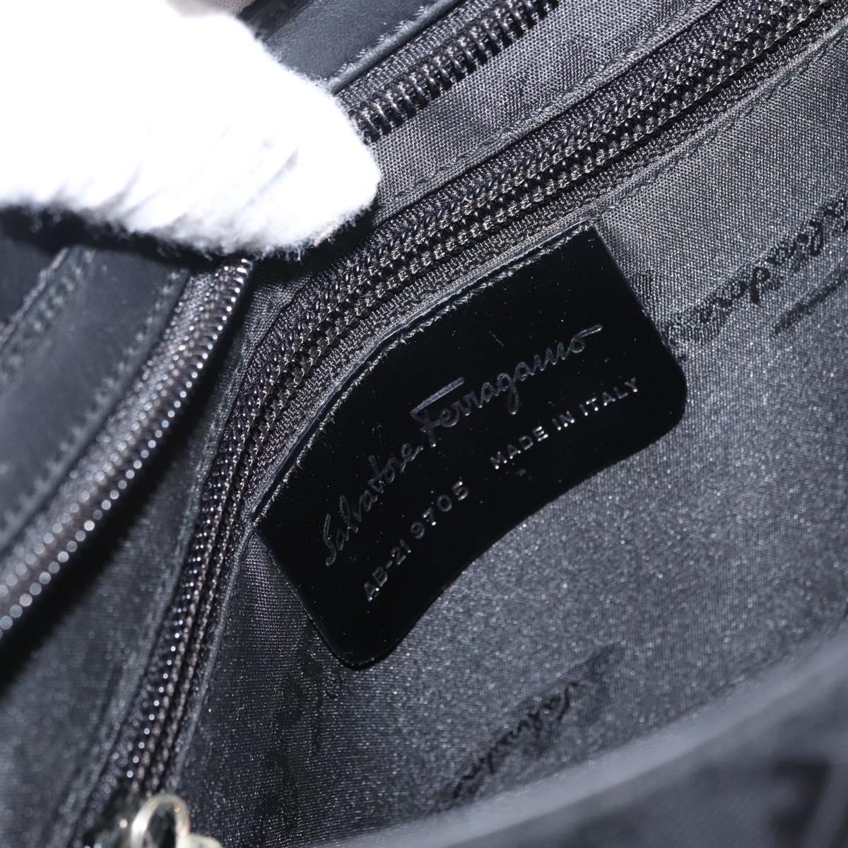 Salvatore Ferragamo Shoulder Bag Canvas Black Silver Auth BA9340