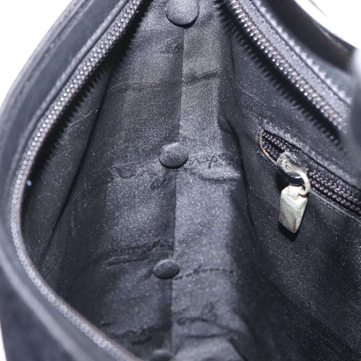 Salvatore Ferragamo Shoulder Bag Canvas Black Silver Auth BA9340
