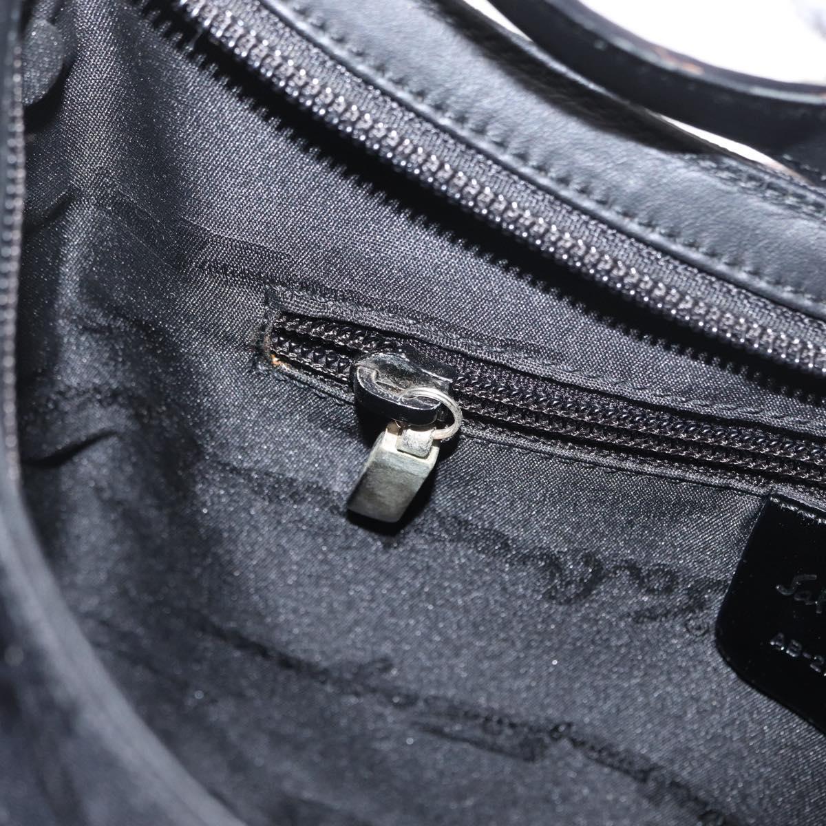 Salvatore Ferragamo Shoulder Bag Canvas Black Silver Auth BA9340