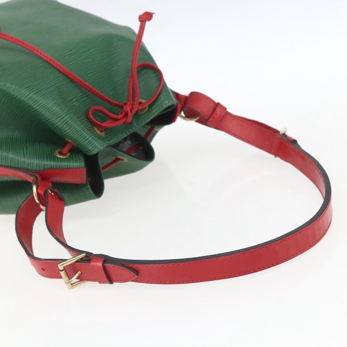 LOUIS VUITTON Epi Petit Noe Shoulder Bag Bicolor Green Red M44147 LV Auth BA9341