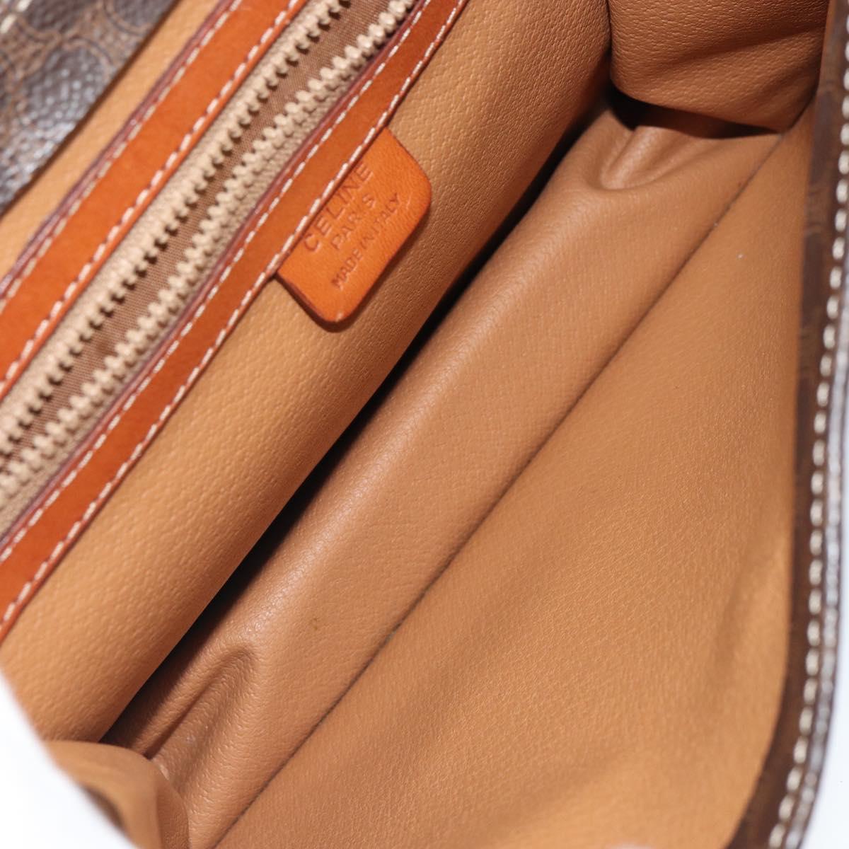 CELINE Macadam Canvas Hand Bag PVC Leather 2way Brown Gold Auth BA9343