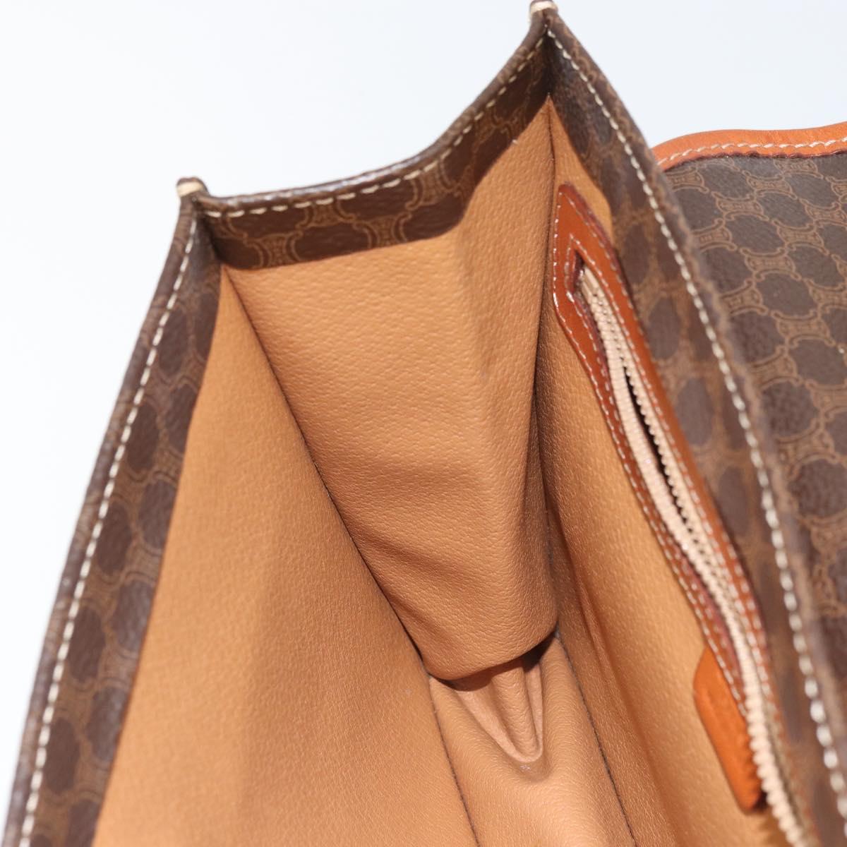 CELINE Macadam Canvas Hand Bag PVC Leather 2way Brown Gold Auth BA9343