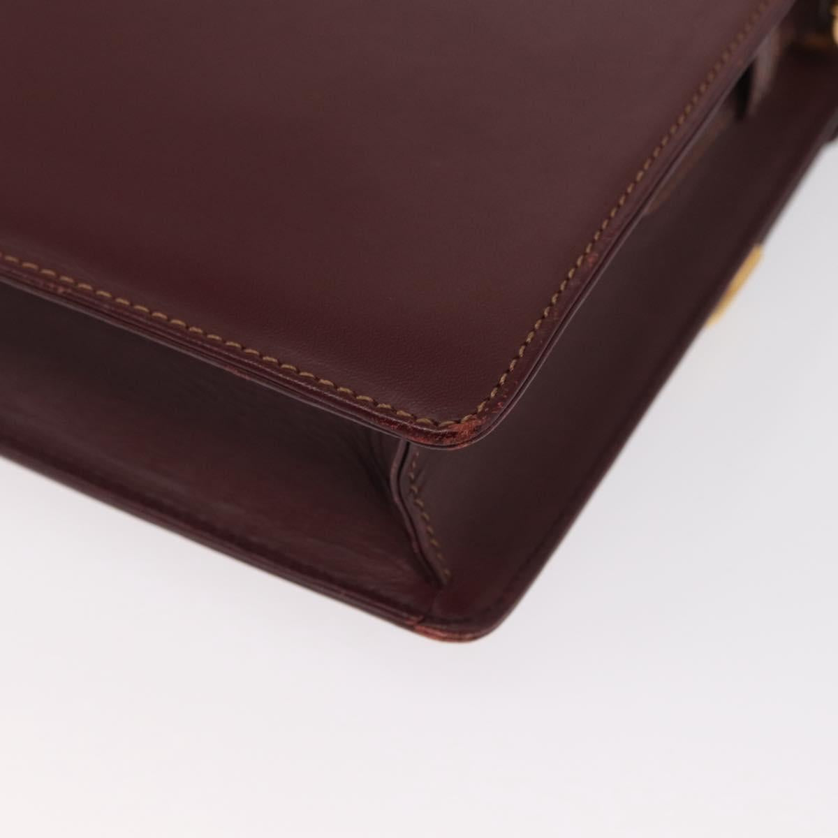 CARTIER Must Line Shoulder Bag Leather Bordeaux Gold Auth BA9345