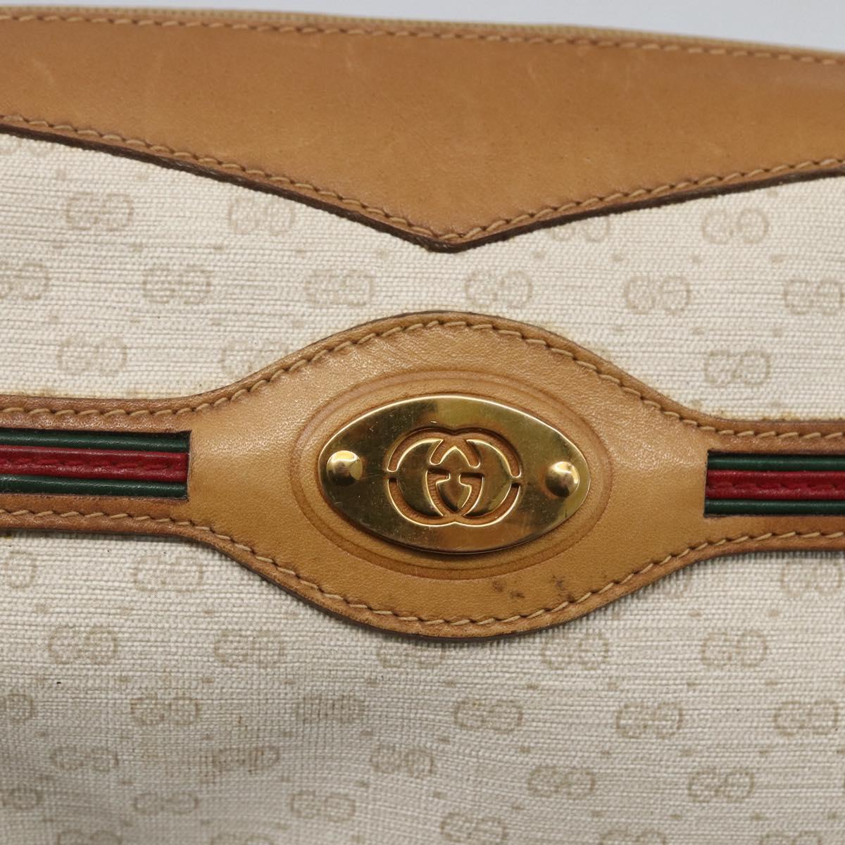 GUCCI Micro GG Canvas Web Sherry Line Clutch Bag White 014 904 0018 Auth BA9347