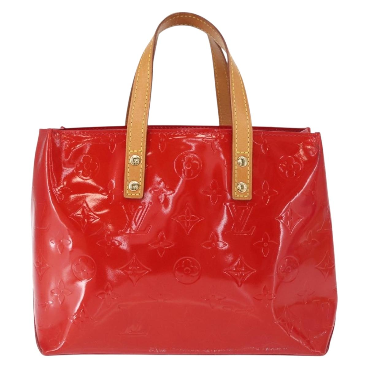LOUIS VUITTON Monogram Vernis Reade PM Hand Bag Red Rouge M91088 LV Auth BA9357