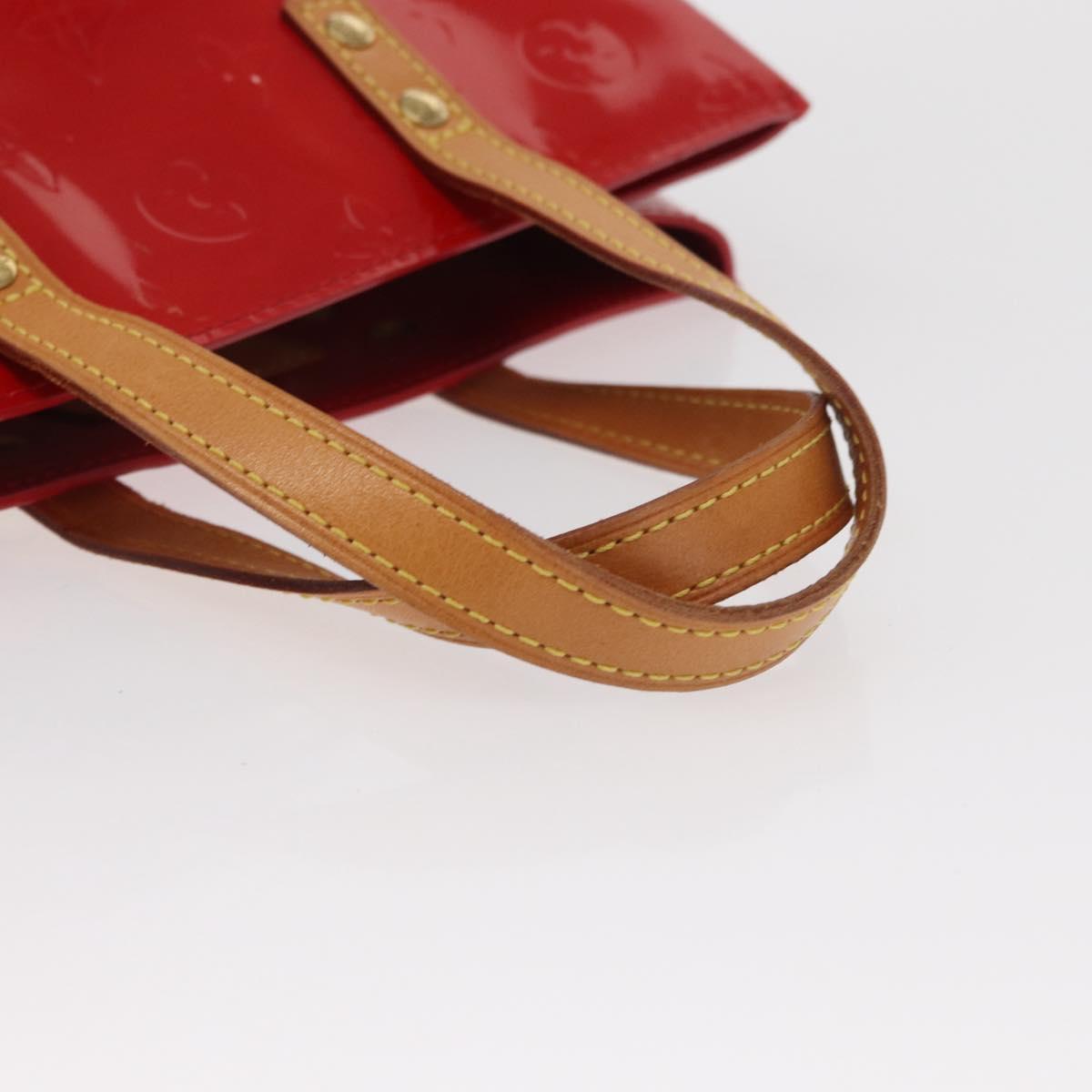 LOUIS VUITTON Monogram Vernis Reade PM Hand Bag Red Rouge M91088 LV Auth BA9357