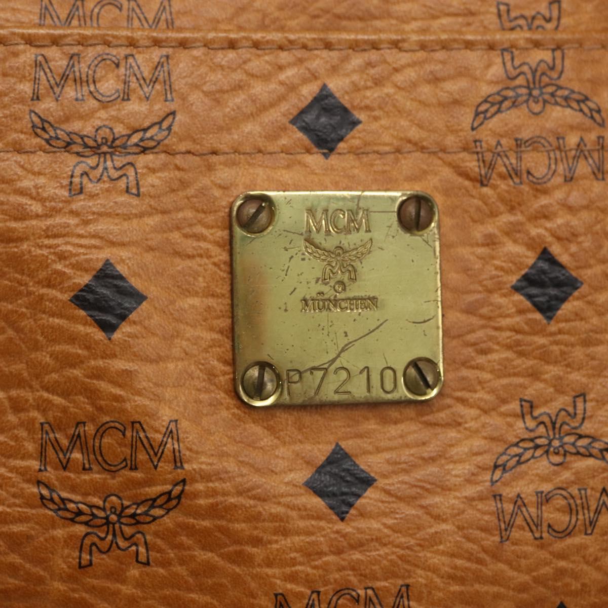 MCM Logogram Vicetos Tote Bag PVC Brown Gold Auth BA9359