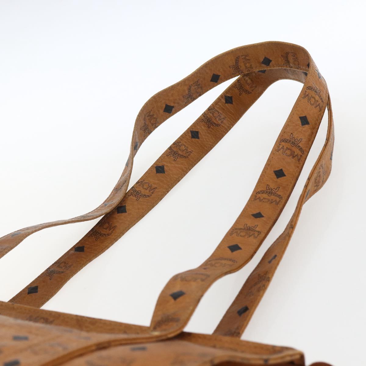 MCM Logogram Vicetos Tote Bag PVC Brown Gold Auth BA9359