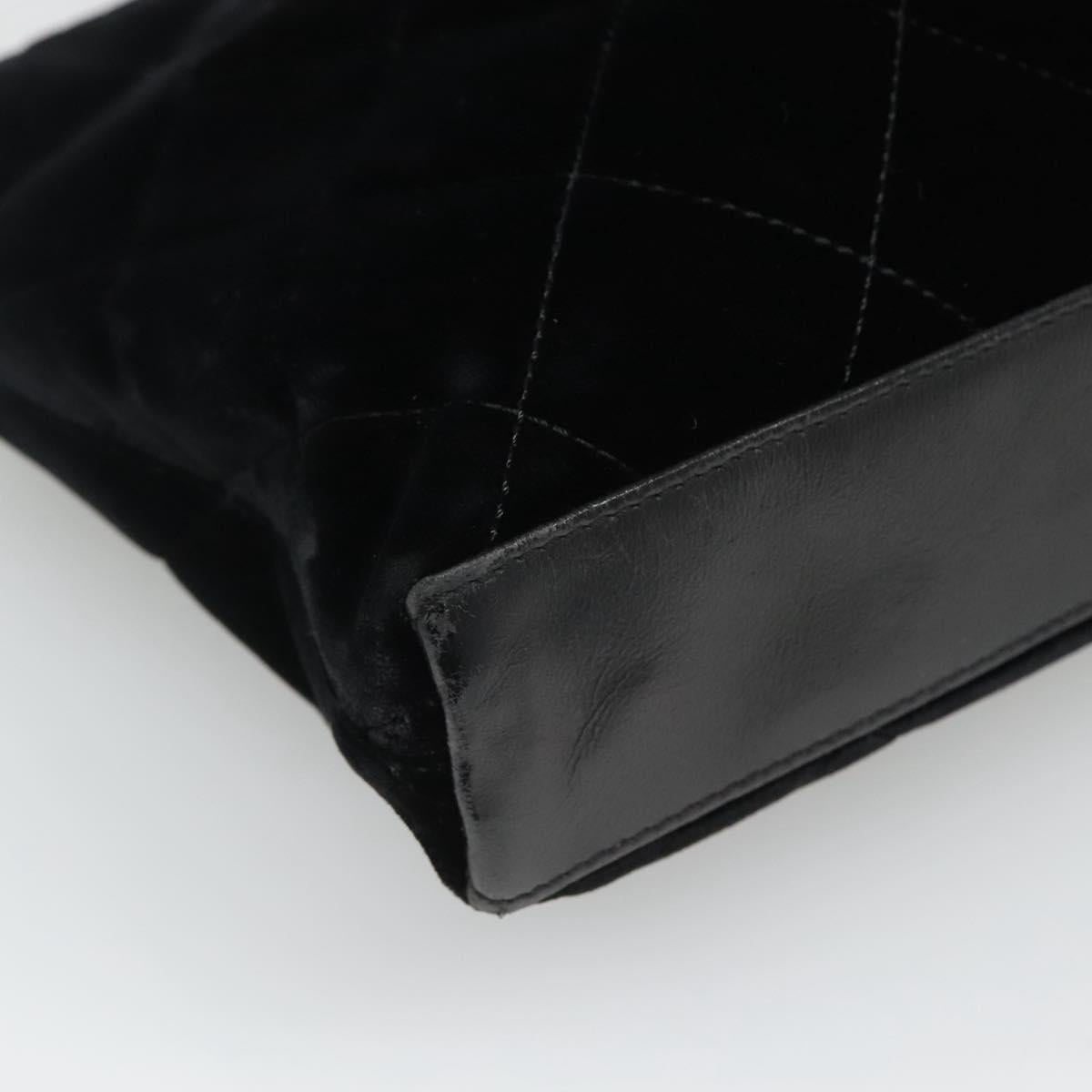 CHANEL Matelasse Hand Bag Suede Black CC Auth BA936