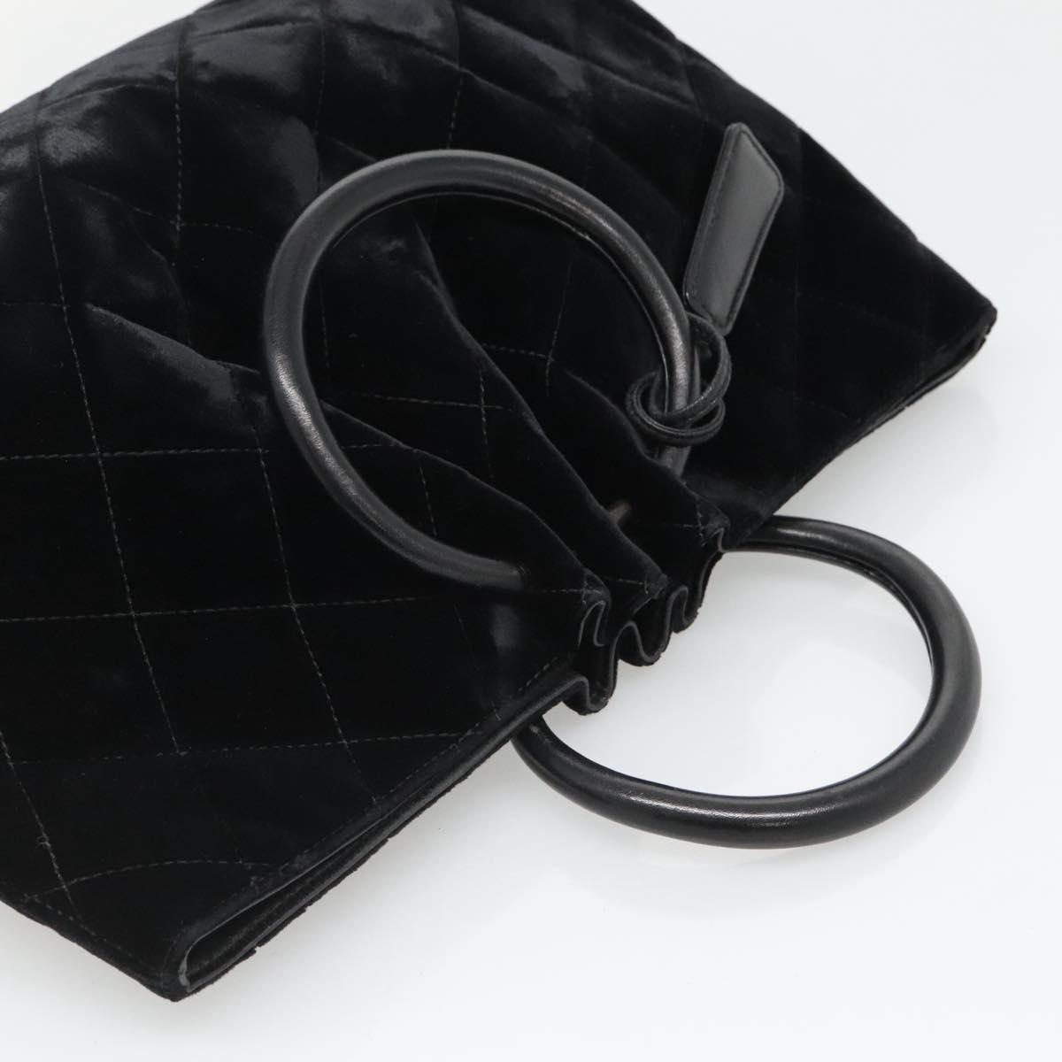 CHANEL Matelasse Hand Bag Suede Black CC Auth BA936