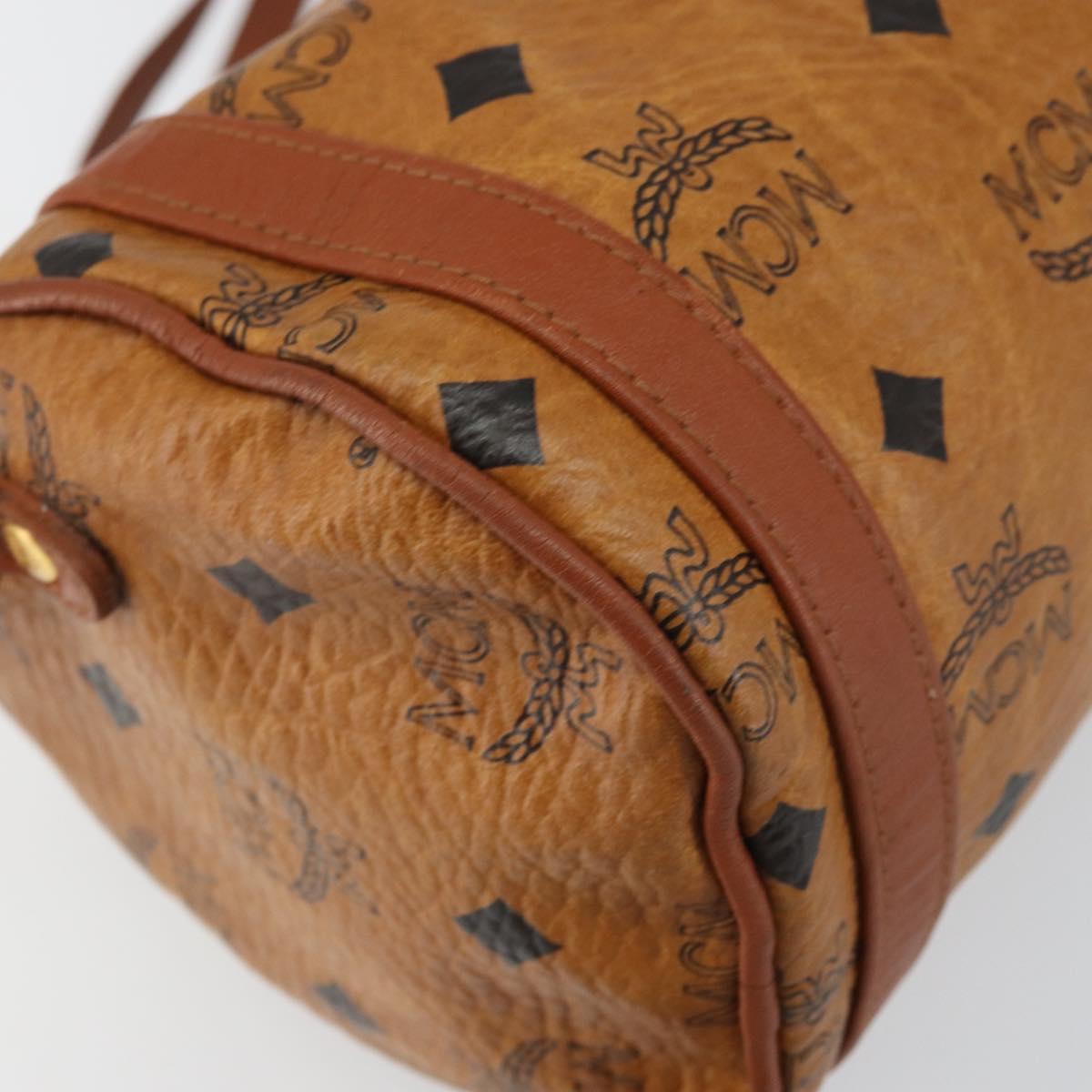 MCM Logogram Vicetos Shoulder Bag PVC Brown Gold Auth BA9360