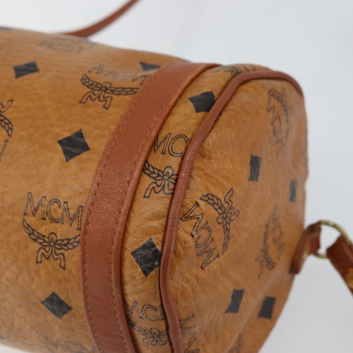 MCM Logogram Vicetos Shoulder Bag PVC Brown Gold Auth BA9360