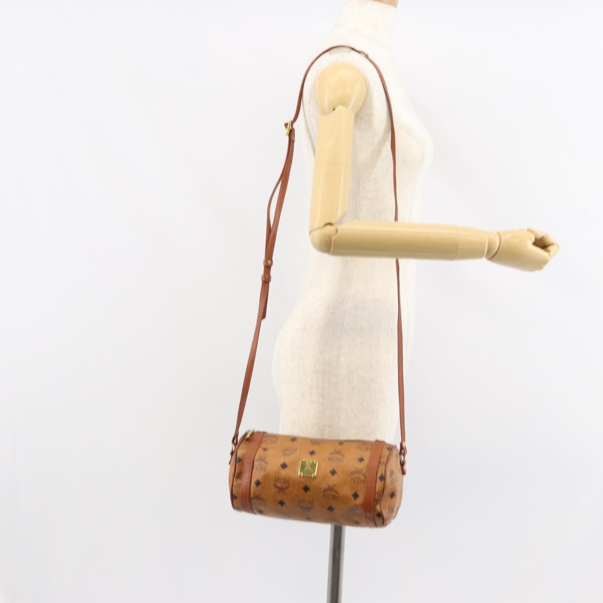 MCM Logogram Vicetos Shoulder Bag PVC Brown Gold Auth BA9360