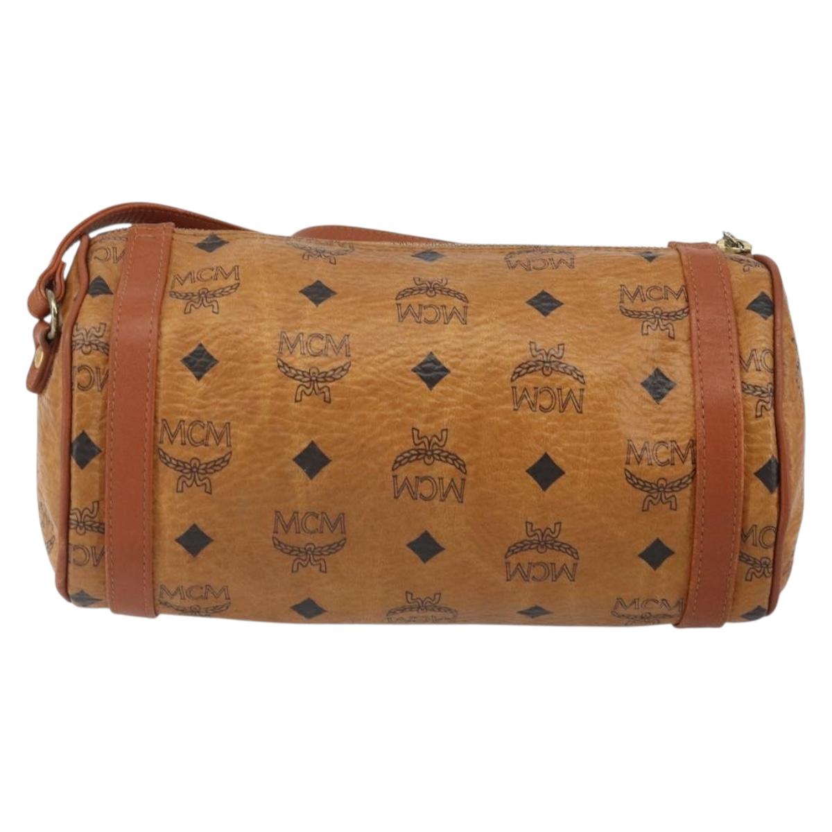 MCM Logogram Vicetos Shoulder Bag PVC Brown Gold Auth BA9360