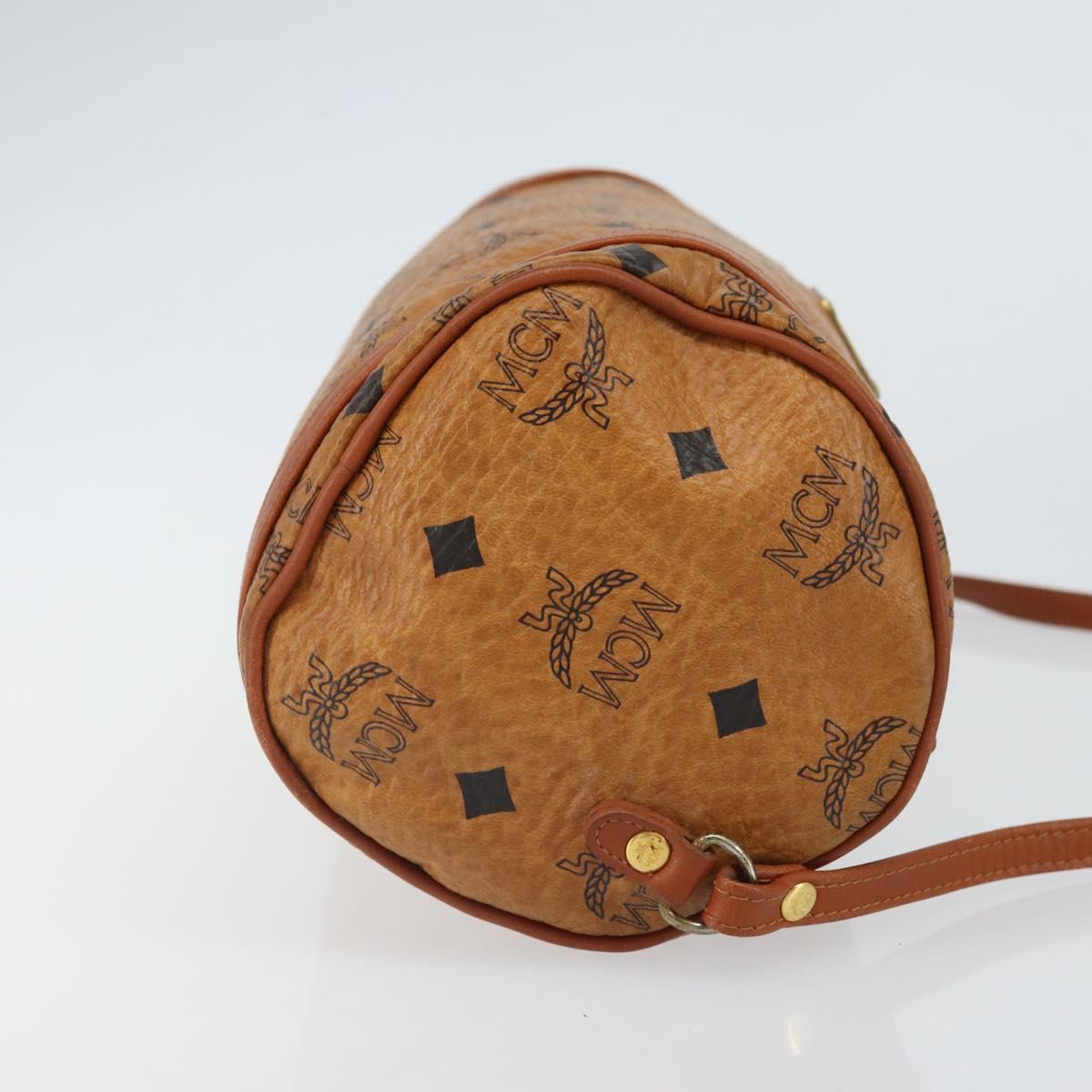 MCM Logogram Vicetos Shoulder Bag PVC Brown Gold Auth BA9360