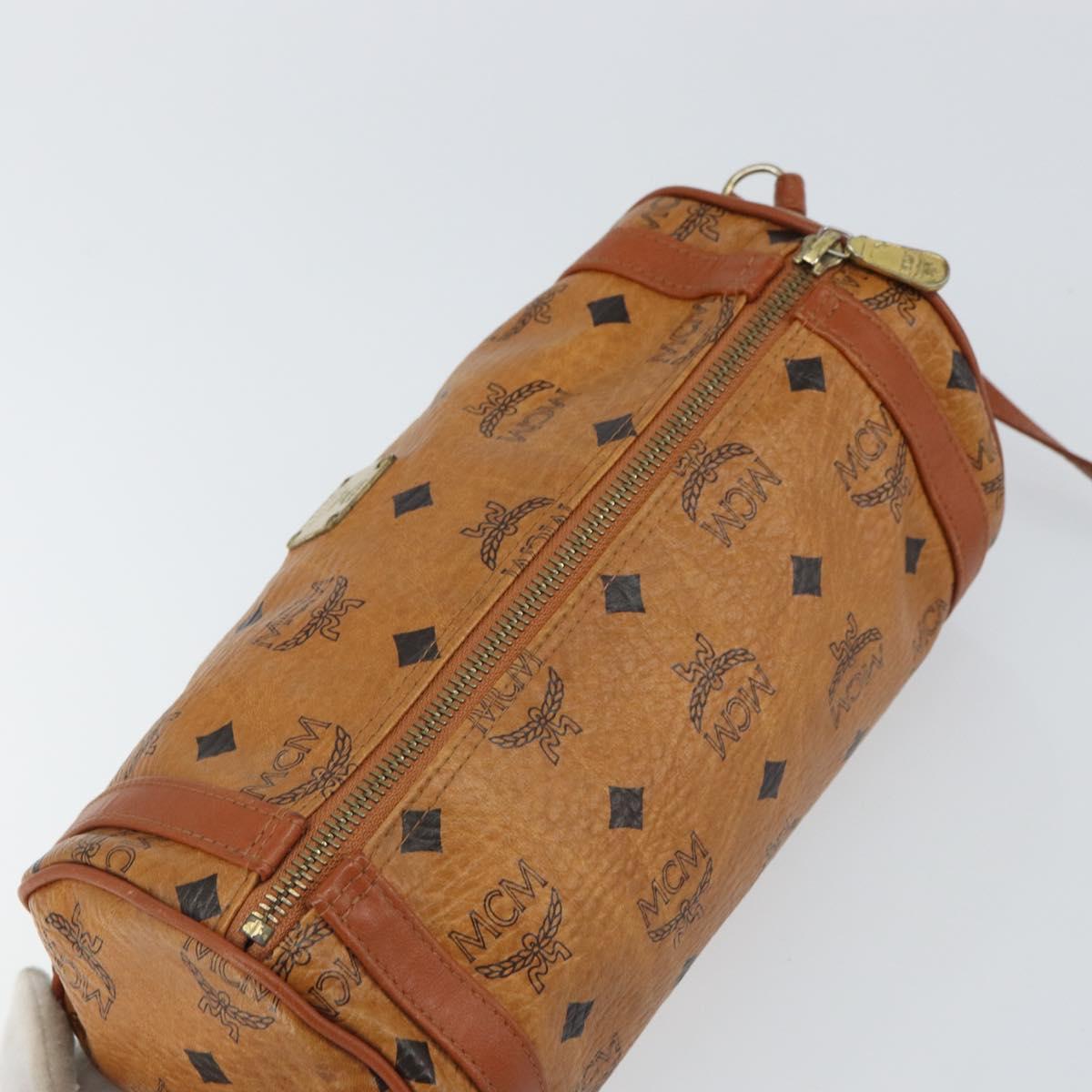 MCM Logogram Vicetos Shoulder Bag PVC Brown Gold Auth BA9360