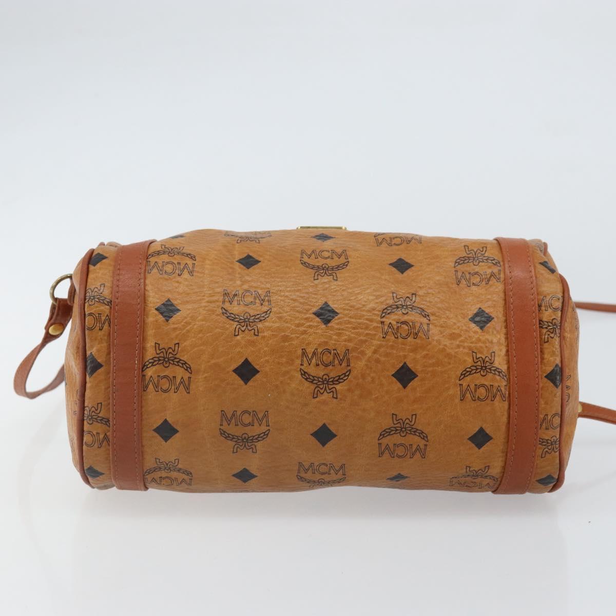 MCM Logogram Vicetos Shoulder Bag PVC Brown Gold Auth BA9360