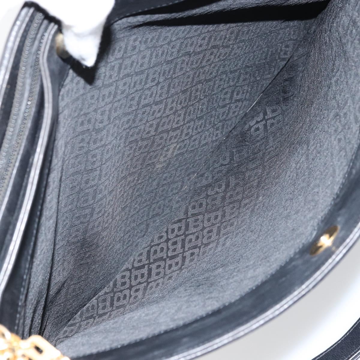 BALLY Tote Bag Leather Black Gold Auth BA9361