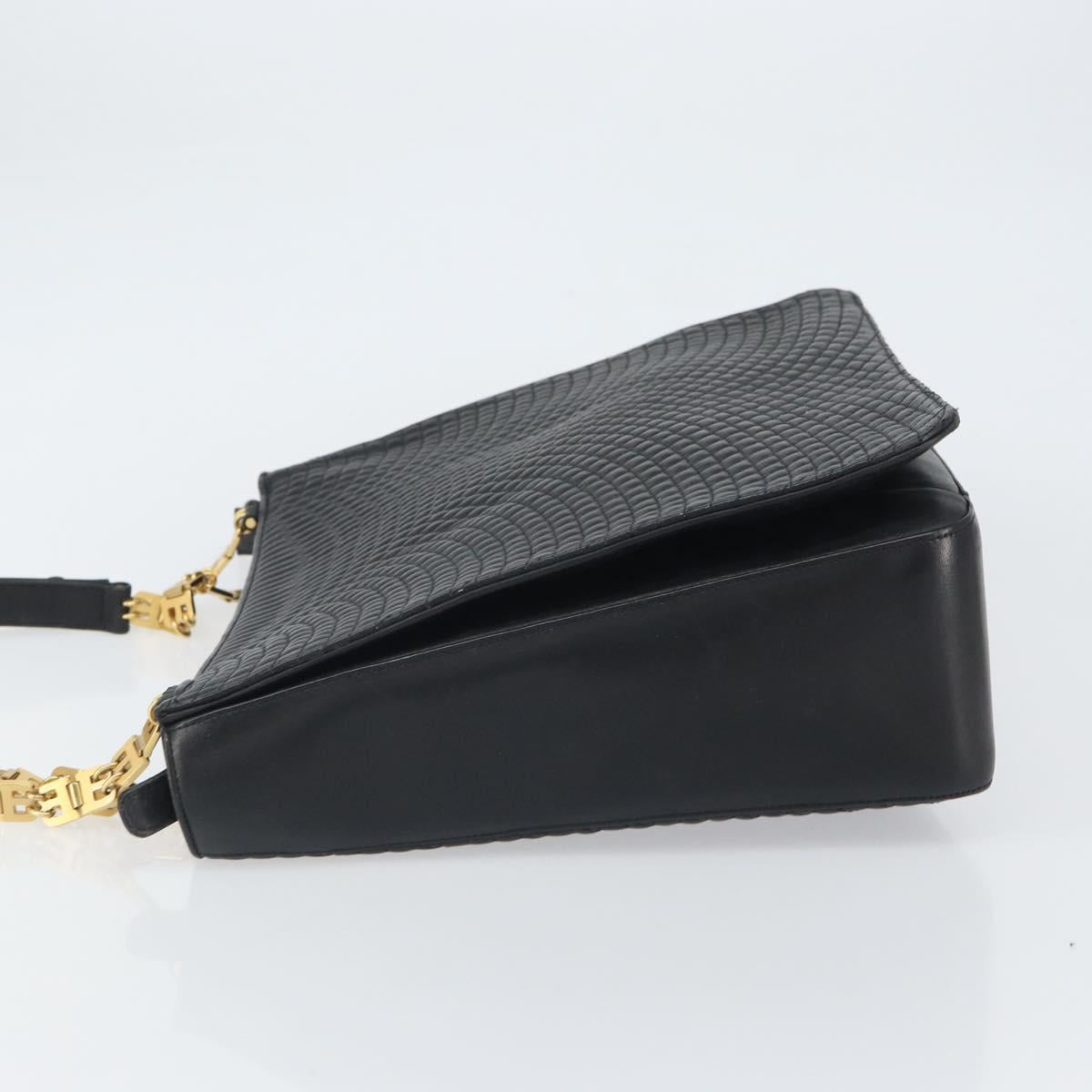 BALLY Tote Bag Leather Black Gold Auth BA9361