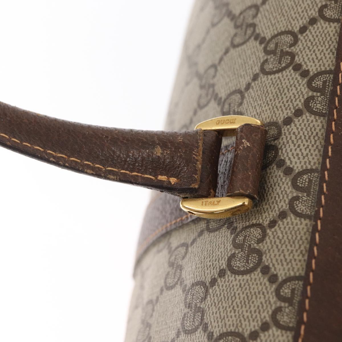 GUCCI GG Supreme Web Sherry Line Hand Bag PVC Beige Gold 40 02 006 Auth BA9363