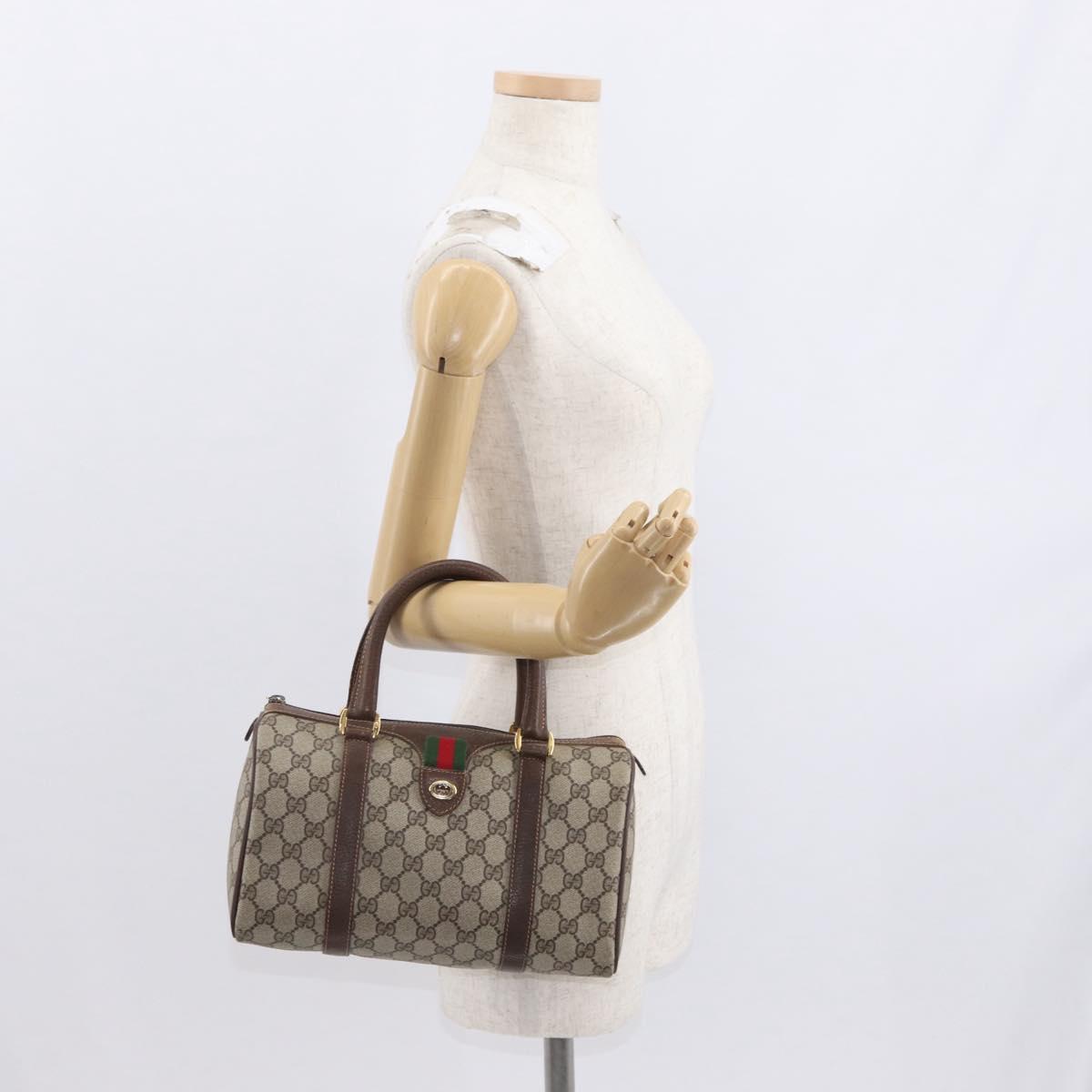 GUCCI GG Supreme Web Sherry Line Hand Bag PVC Beige Gold 40 02 006 Auth BA9363
