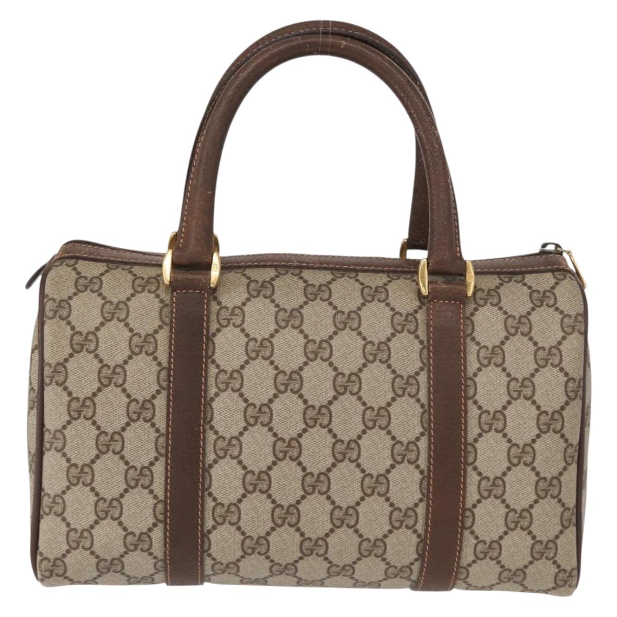GUCCI GG Supreme Web Sherry Line Hand Bag PVC Beige Gold 40 02 006 Auth BA9363