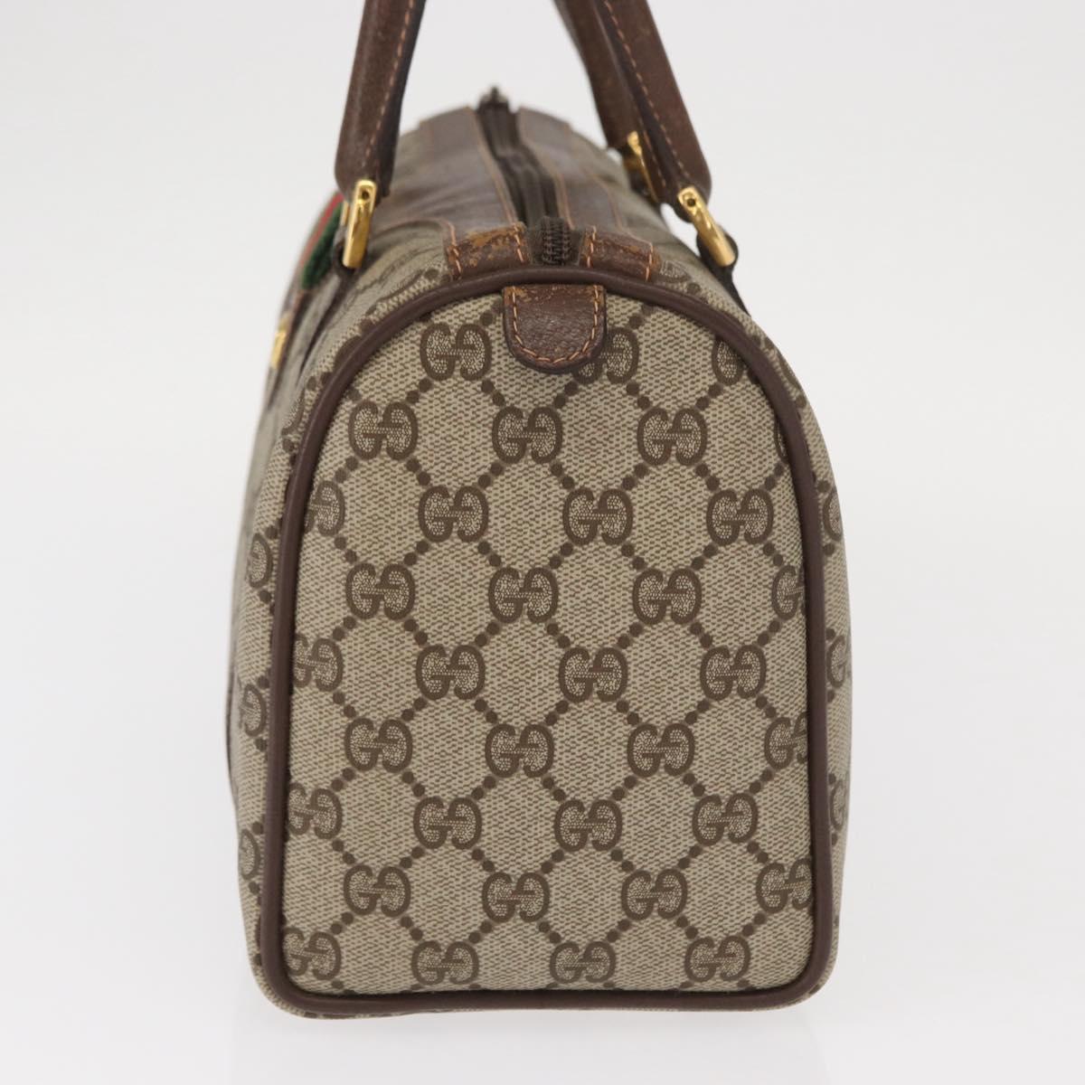 GUCCI GG Supreme Web Sherry Line Hand Bag PVC Beige Gold 40 02 006 Auth BA9363