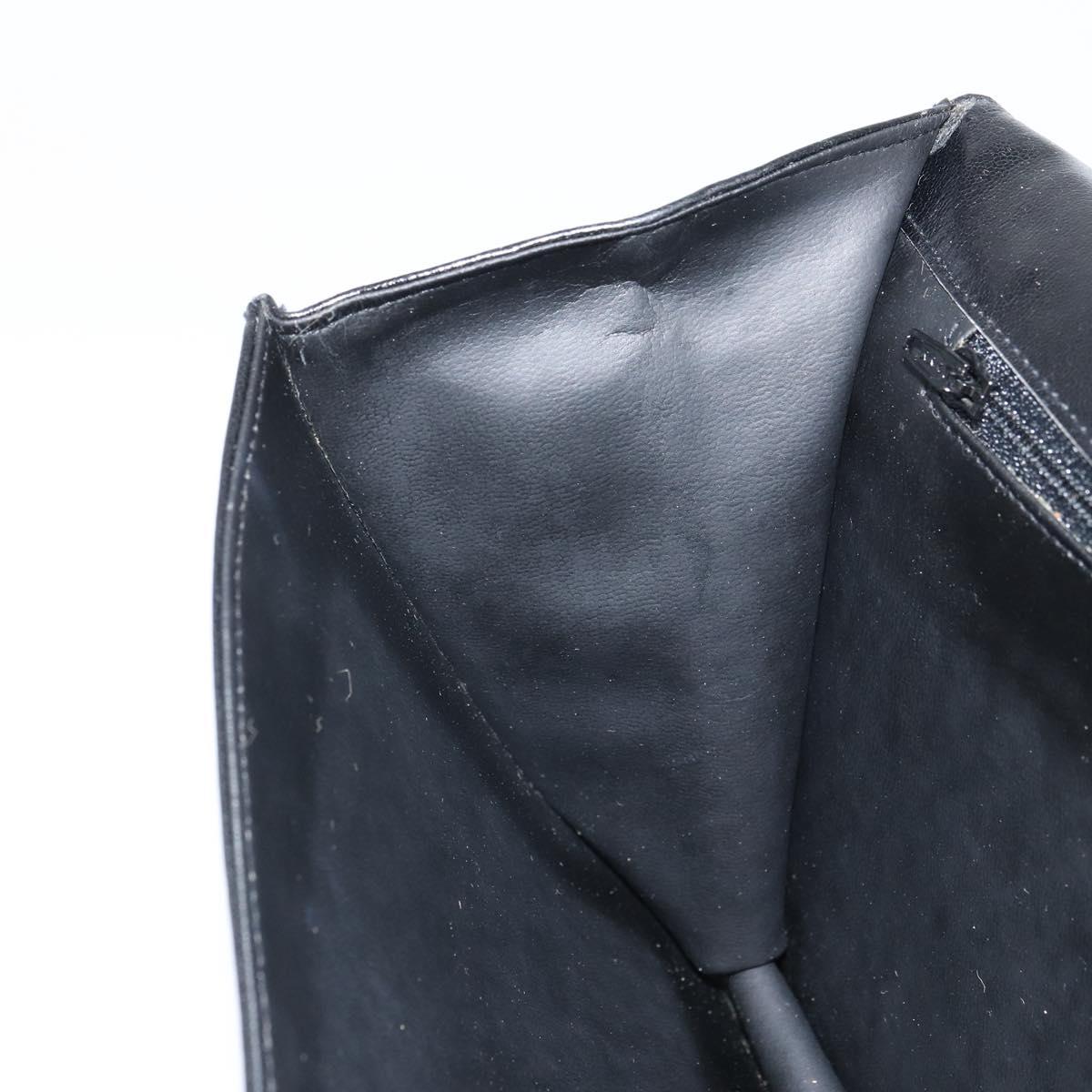 VALENTINO Shoulder Bag Leather Black Gold Auth BA9364