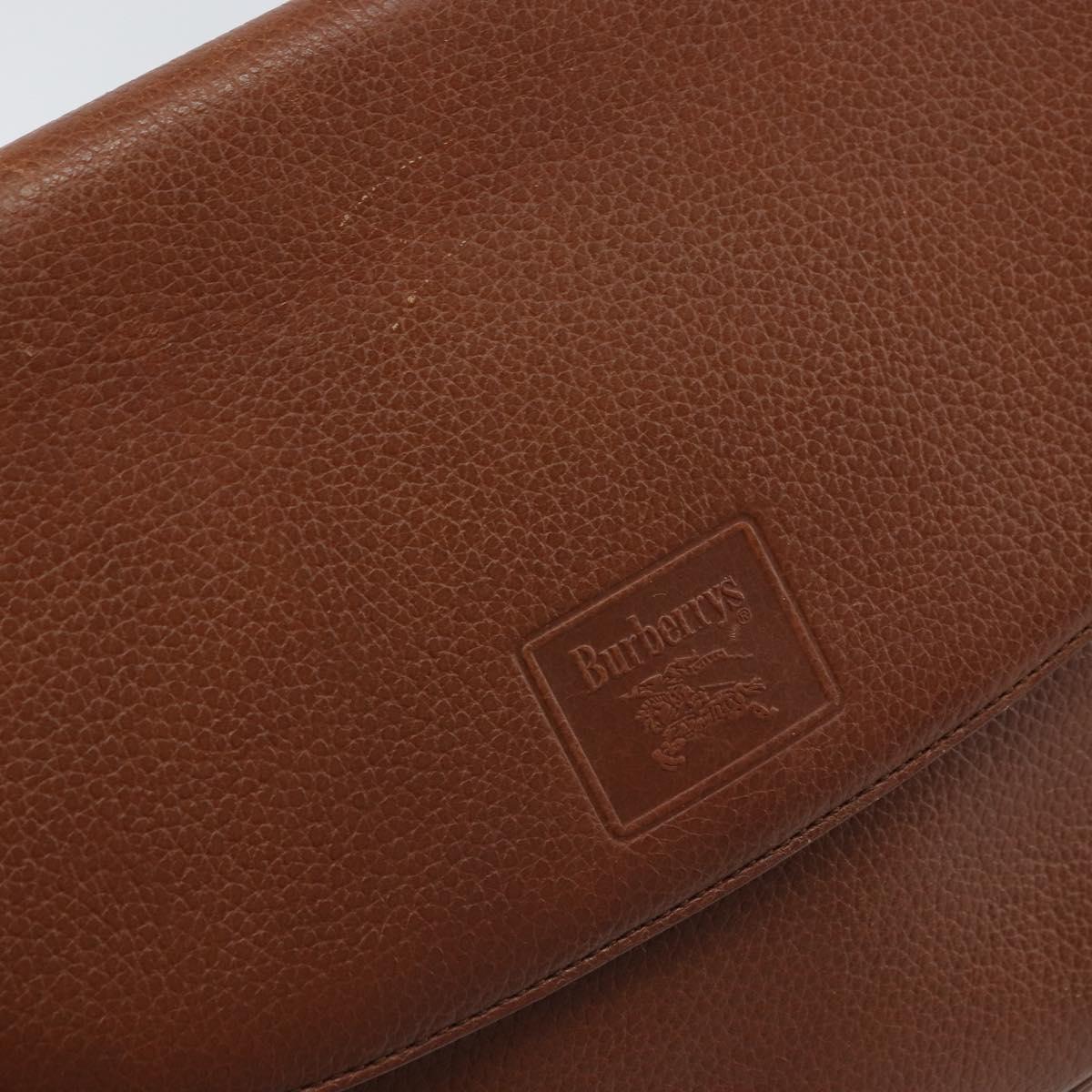 Burberrys Shoulder Bag Leather Brown Gold Auth BA9372