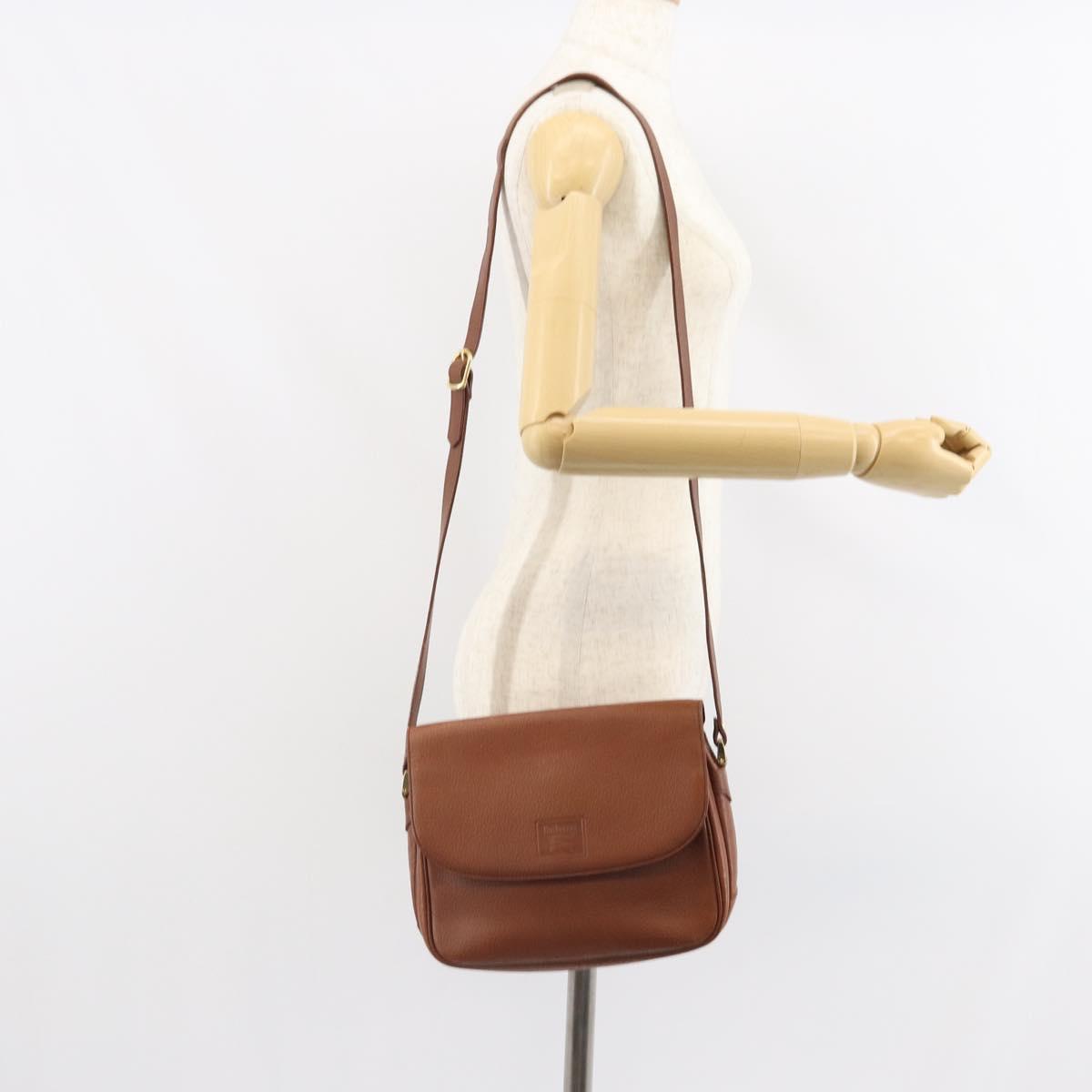 Burberrys Shoulder Bag Leather Brown Gold Auth BA9372