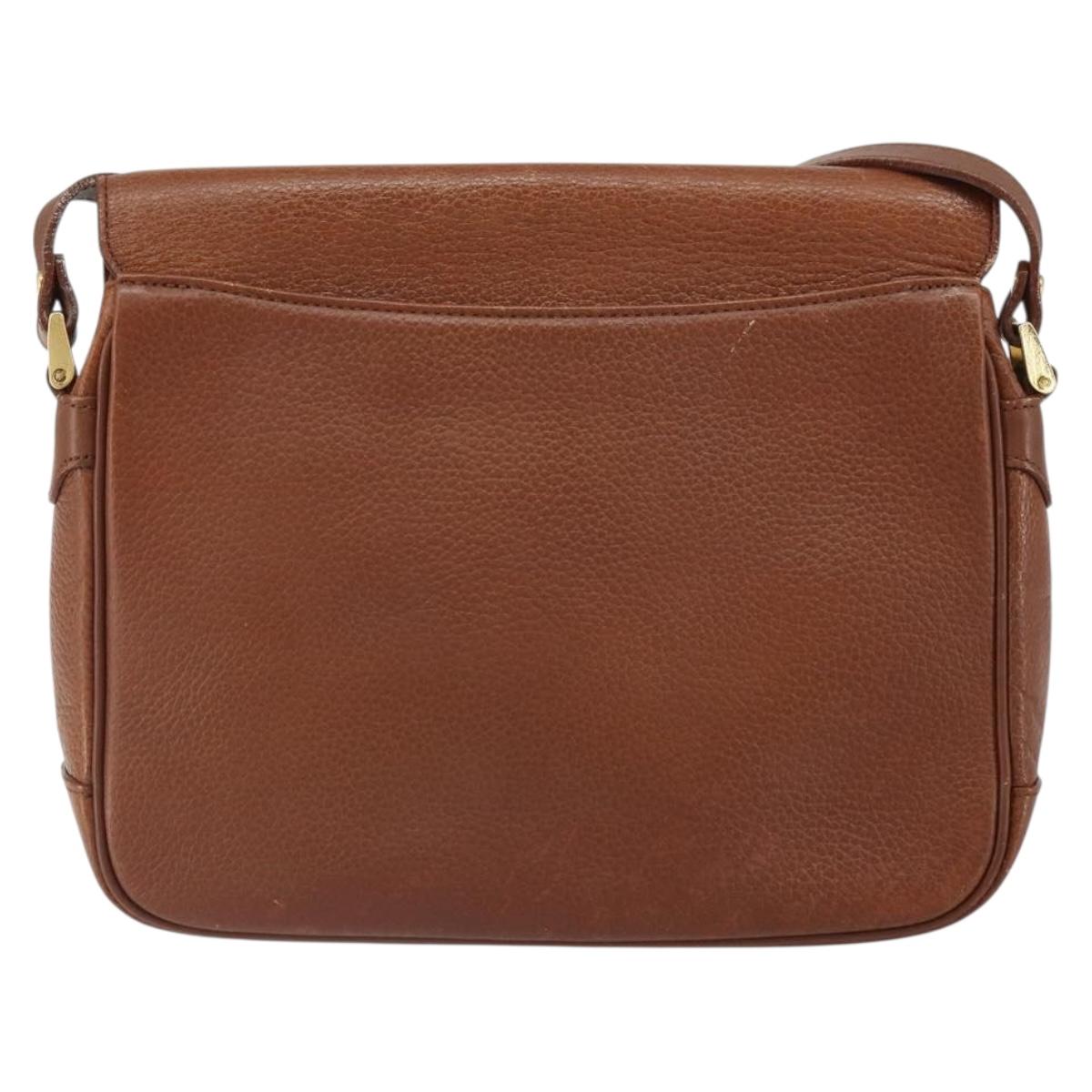 Burberrys Shoulder Bag Leather Brown Gold Auth BA9372