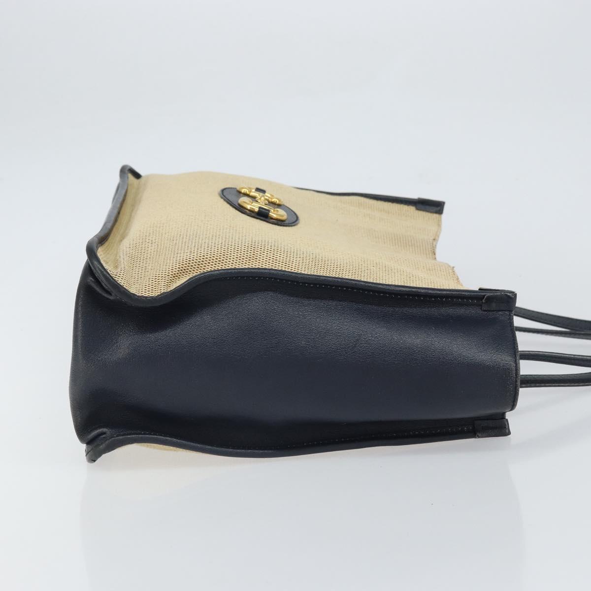 GUCCI Horsebit Tote Bag Canvas Beige Gold 623694 Auth BA9373