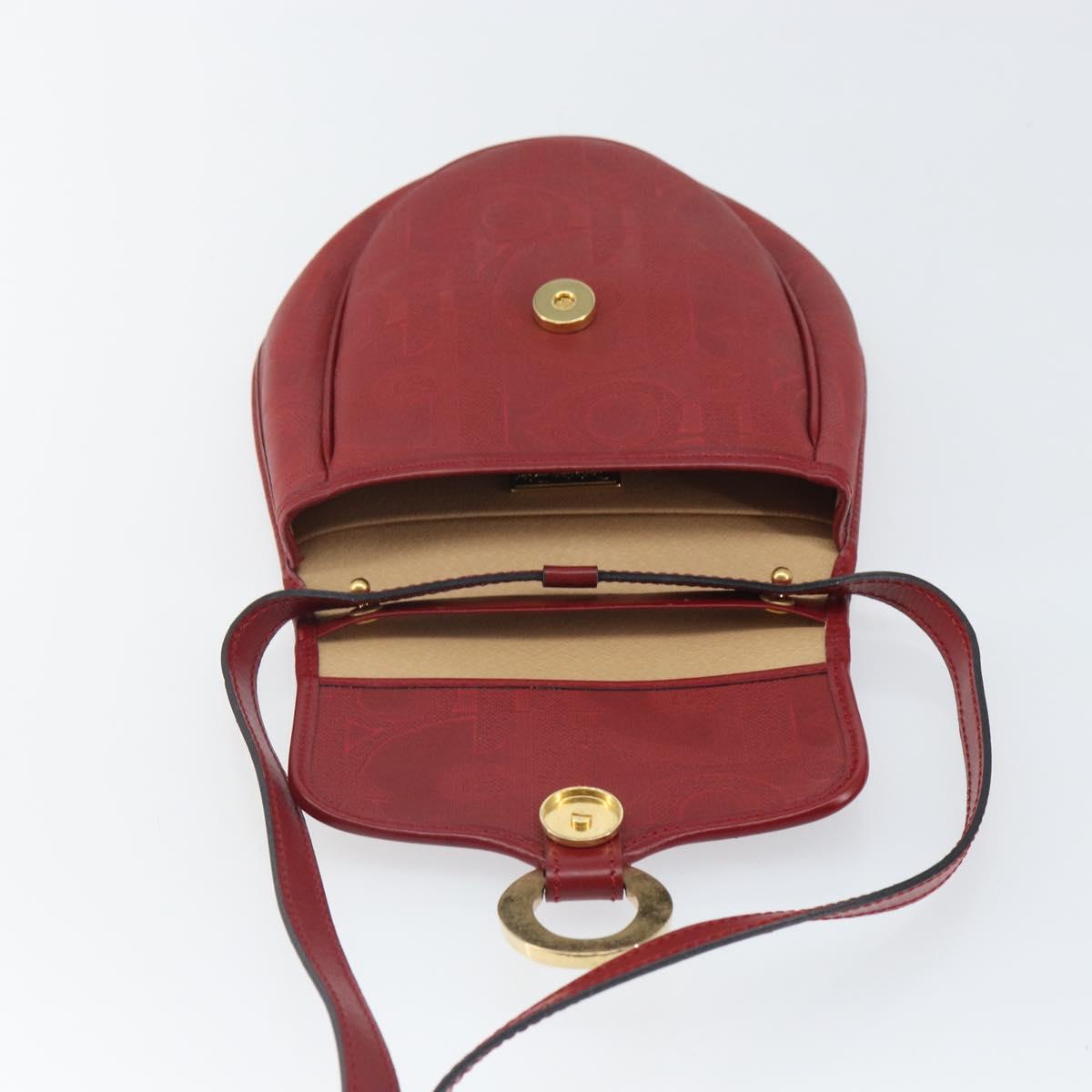 Christian Dior Trotter Canvas Shoulder Bag PVC Red Gold Auth BA9376