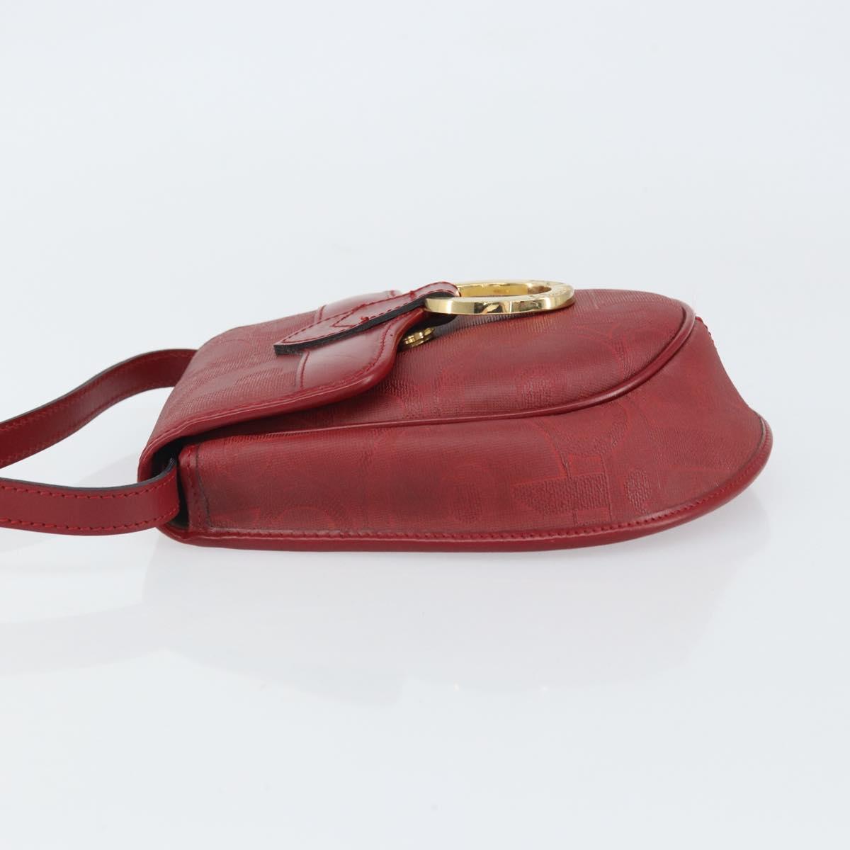 Christian Dior Trotter Canvas Shoulder Bag PVC Red Gold Auth BA9376