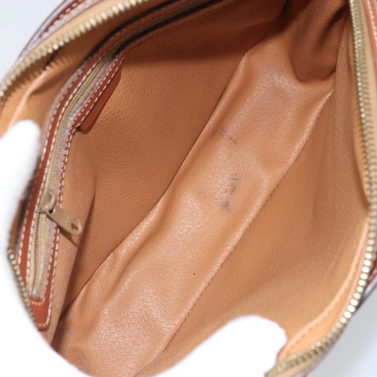 CELINE Macadam Canvas Shoulder Bag PVC Leather Brown Gold Auth BA9377