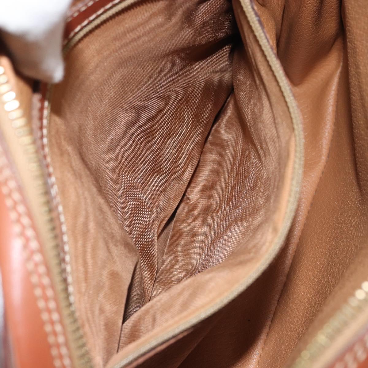 CELINE Macadam Canvas Shoulder Bag PVC Leather Brown Gold Auth BA9377